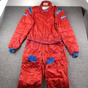 Sparco Coverall Men Size 62 Vintage Racing Karting Red Italy Quilted Suit